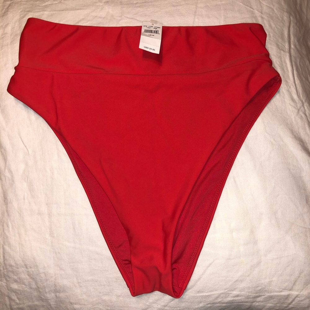 Aerie red high waisted cheeky bikini bottom